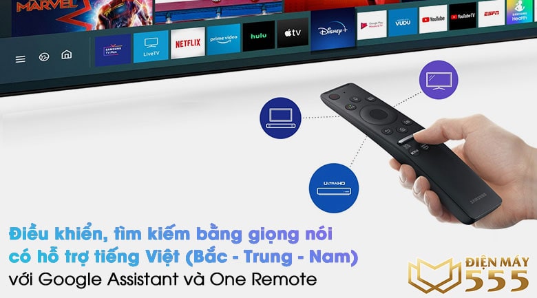 điều khiển tivi bằng giọng nói trên Smart Tivi QLED Samsung 4K 55 inch QA55Q80A 