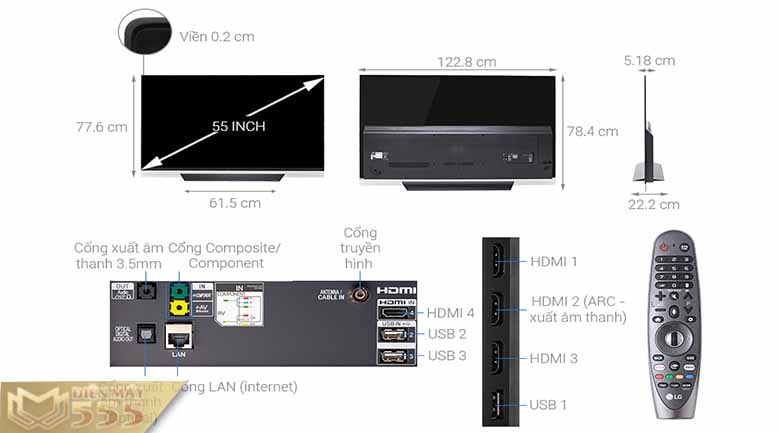 Smart Tivi OLED LG 4K 55 inch 55E8PTA - Chính Hãng