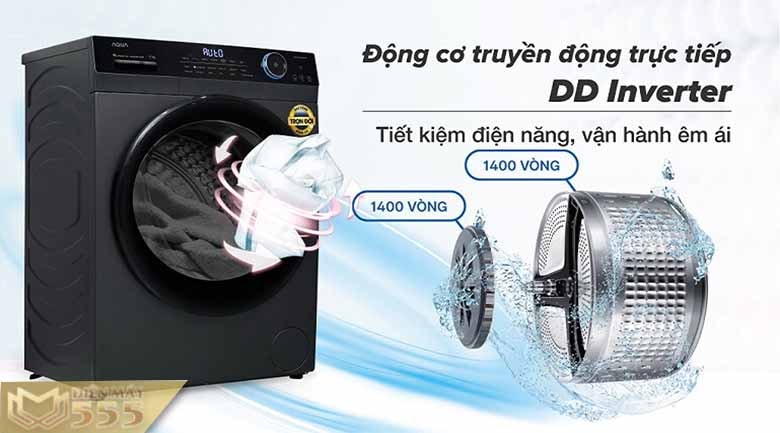 Máy giặt Aqua 10kg Inverter AQD- DD1002G.BK - động cơ Inverter