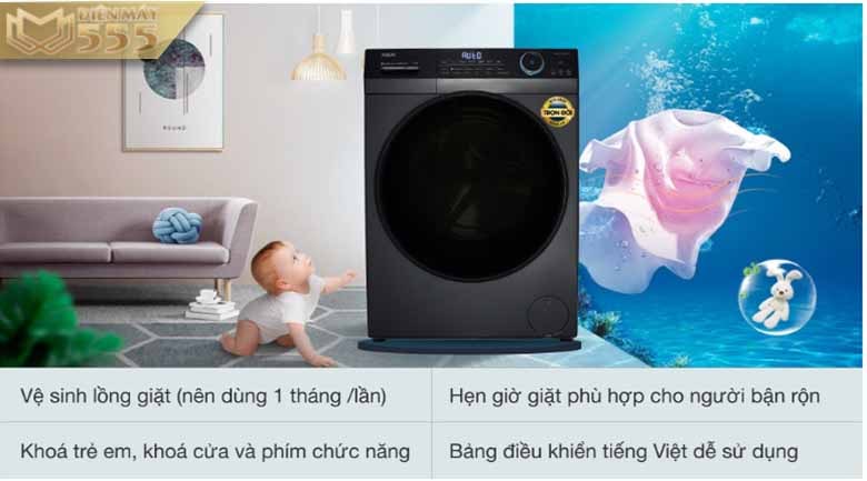 Máy giặt Aqua 10kg Inverter AQD- DD1002G.BK - các tiện ích