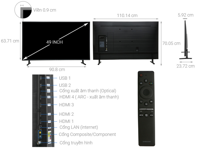 Smart Tivi Samsung 4K 49 inch UA49RU8000 - Chính hãng