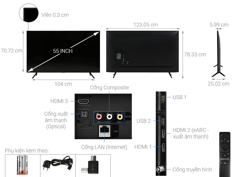 Smart Tivi Samsung 4K 55 inch UA55TU8100 - Chính Hãng