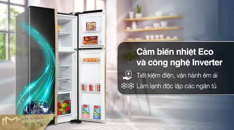 Tủ lạnh Hitachi Inverter 509 lít R-FW650PGV8 GBK - Chính Hãng