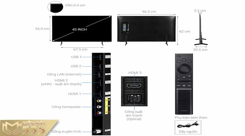 Smart Tivi Samsung 4K 43 inch UA43AU8100 - Model 2021