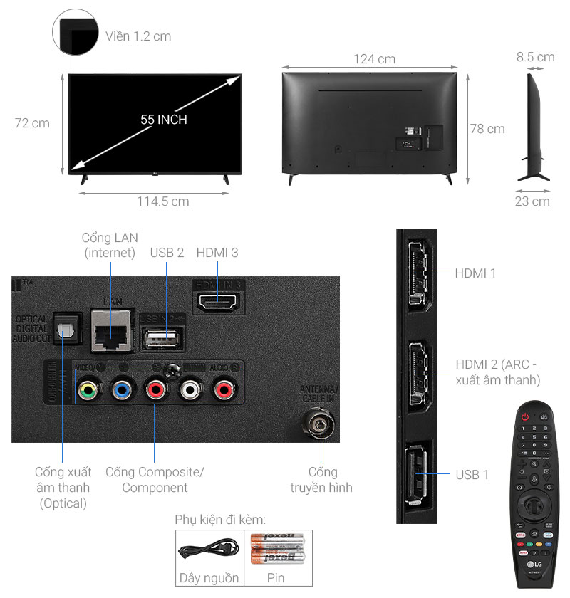 Smart Tivi LG 4K 55 inch 55UN7290PTF - Chính Hãng