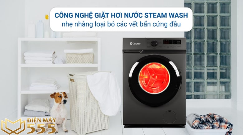 Máy giặt Casper Inverter 8 kg WF-8VG1 - công nghệ giặt hơi nước
