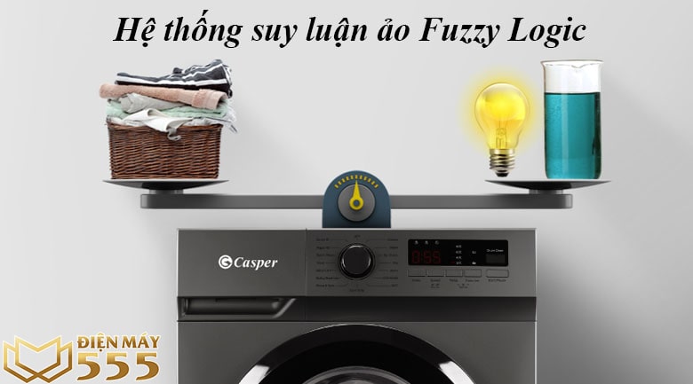 Máy giặt Casper Inverter 9 kg WF-9VG1 - suy luận ảo Fuzzy Logic