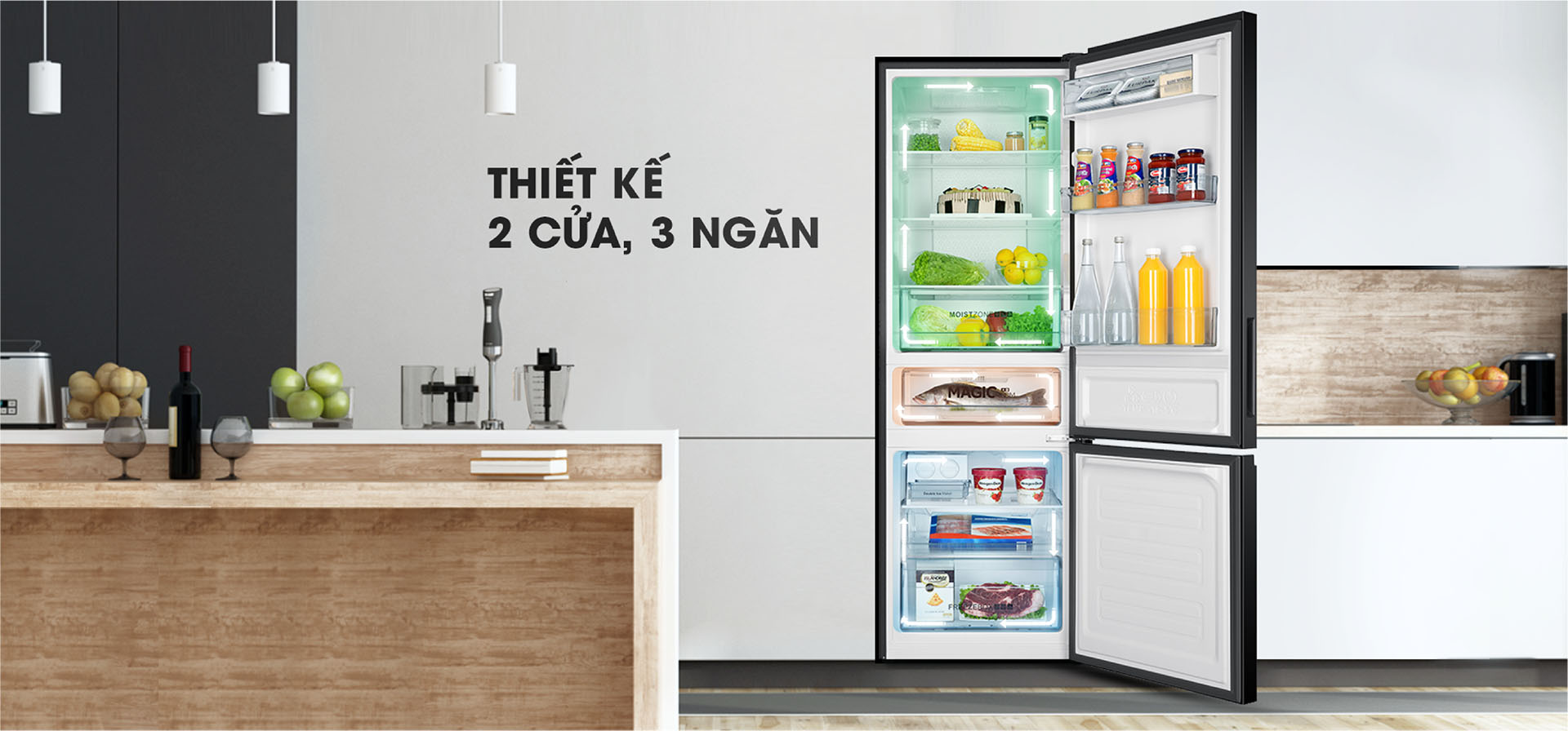 Tủ lạnh Aqua AQR-IG338EB GB thiết kế 2 cửa 3
