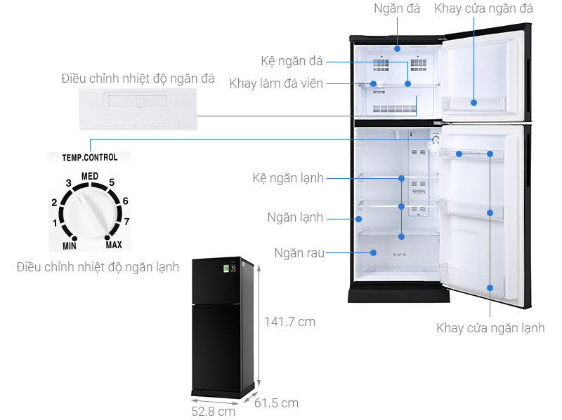 Tủ lạnh Aqua Inverter 186 lít AQR-T219FA(PB) - Chính Hãng