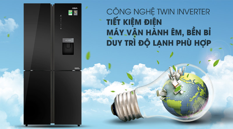 Tủ lạnh Aqua Inverter 456 lít AQR-IGW525EM(GB) - Chính Hãng