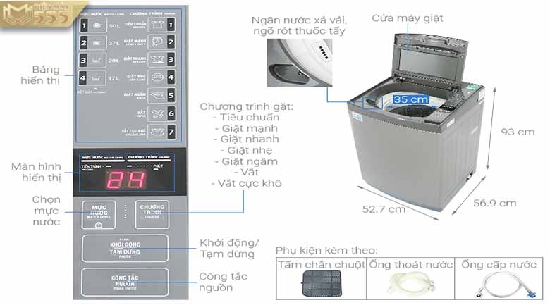 Máy giặt Aqua 8kg AQW-KS80GT S