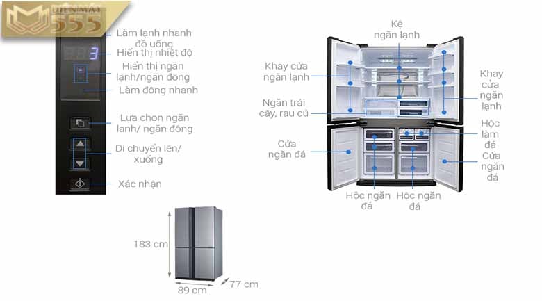 Tủ lạnh Sharp Inverter 605 lít SJ-FX680V-ST - Model 2015
