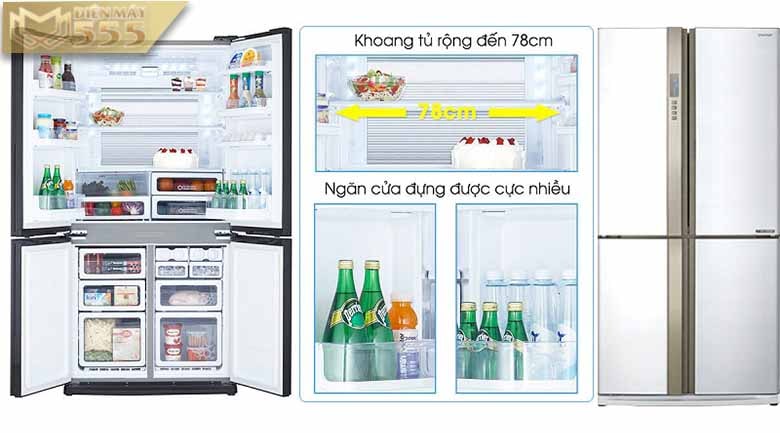 Tủ lạnh Sharp Inverter 678 lít SJ-FX680V-WH - Model 2015