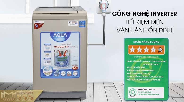 Máy giặt Aqua Inverter 9kg AQW-D901BT(N)