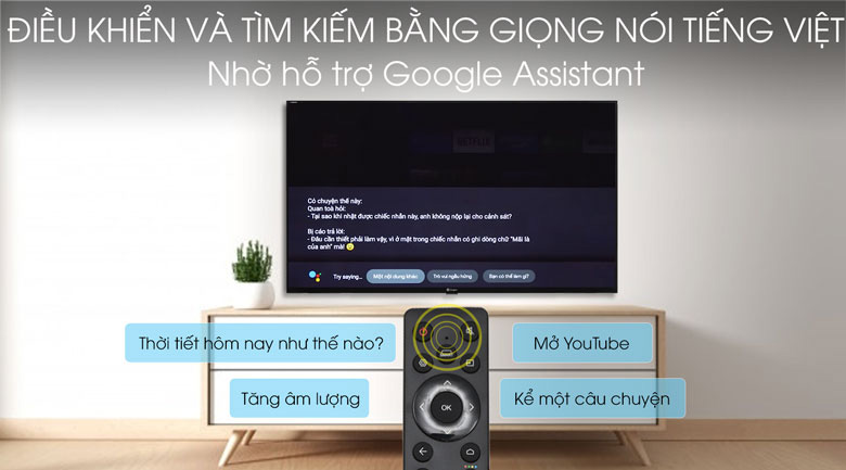 Điều khiển, tìm kiếm bằng giọng nói Tiếng Việt dễ dàng hơn với remote thông minh và Google Assistant