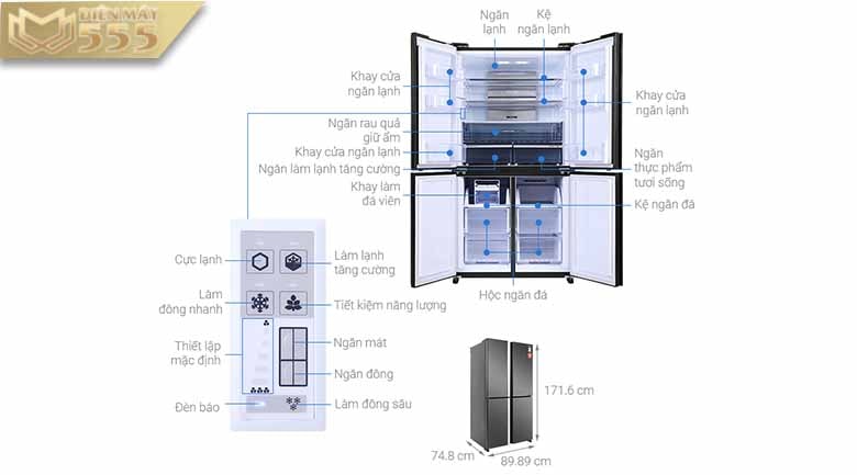 Tủ lạnh Sharp Inverter 525 lít SJ-FX600V-SL - Model 2021