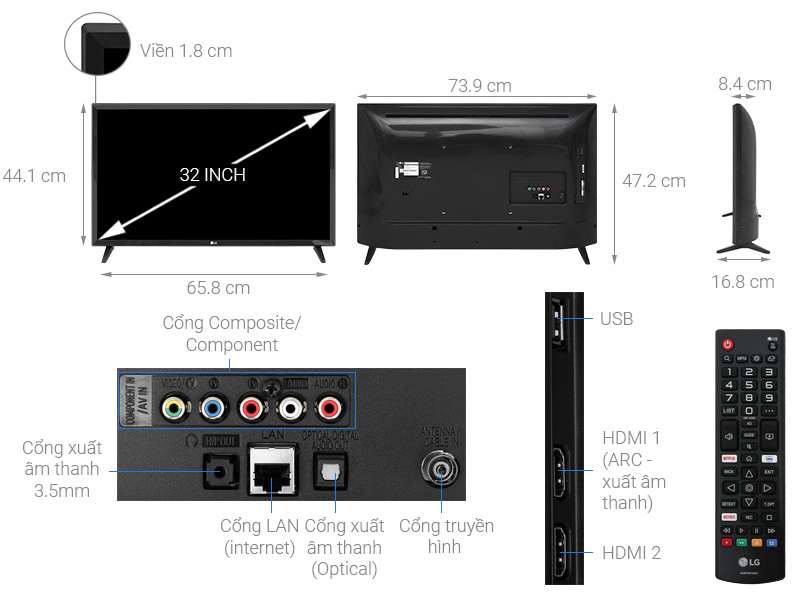 Smart Tivi LG 32 inch 32LM570BPTC - Chính Hãng
