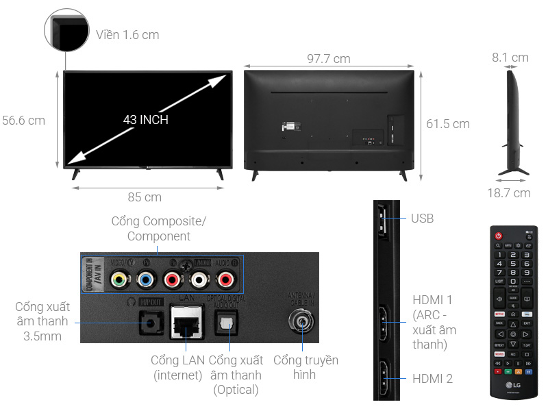 Smart Tivi LG 43 inch 43LM5700PTC - Chính Hãng