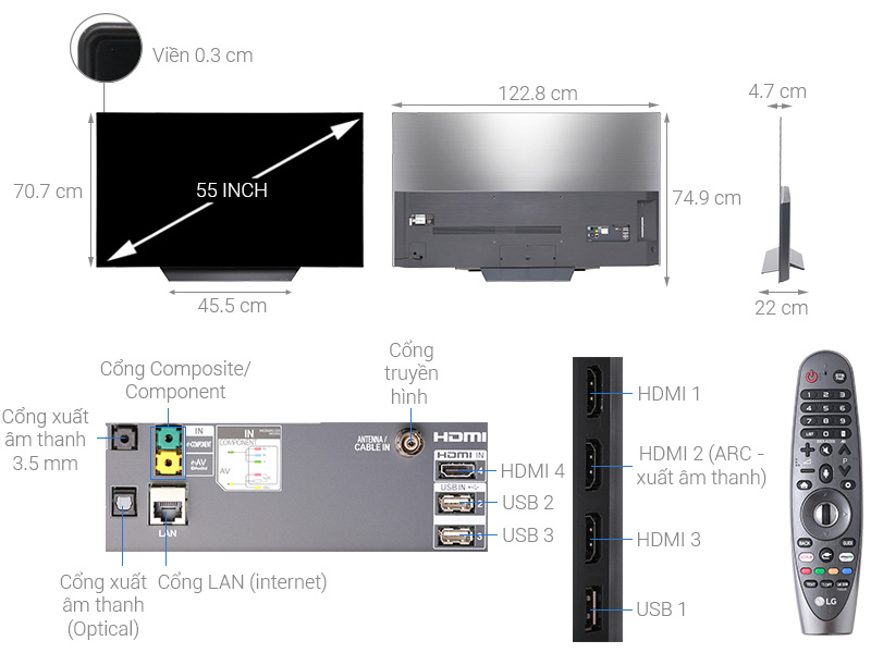 Smart Tivi OLED LG 4K 55 inch 55C8PTA - Chính Hãng