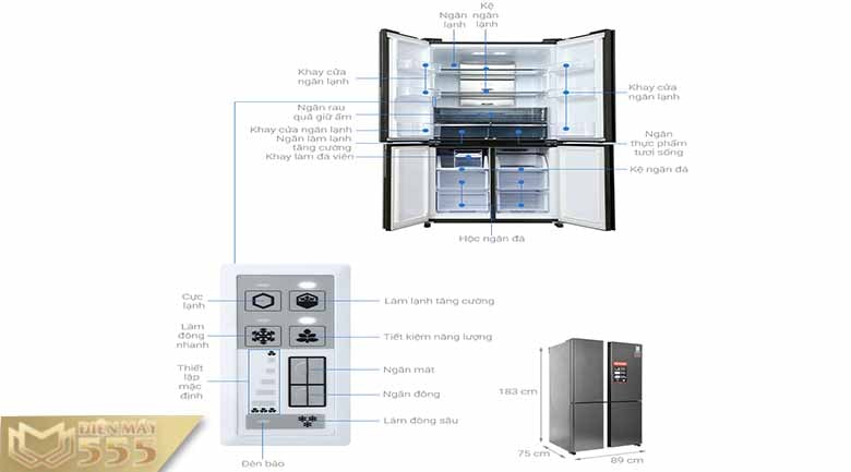 Tủ lạnh Sharp Inverter 572 lít SJ-FX640V-SL - Model 2021
