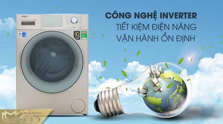 Máy giặt Aqua Inverter 10.5kg AQD-D1050E N lồng ngang