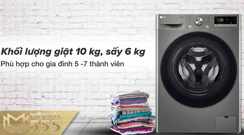 Máy giặt sấy LG Inverter 10 kg FV1410D4P