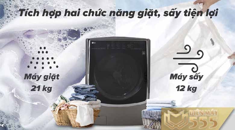 Máy giặt sấy LG Inverter 21 kg F2721HVRB