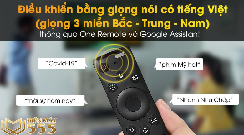 điều khiển bằng giọng nói trên Smart Tivi Samsung 4K 55 inch UA55AU9000