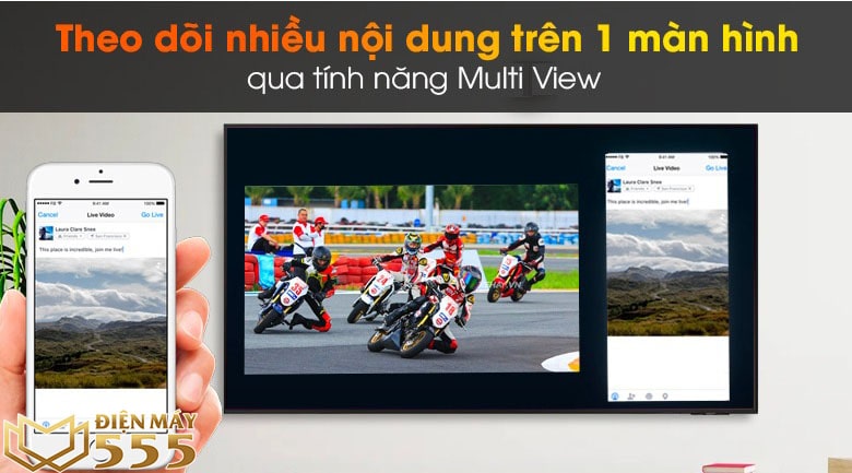 tính năng Multi view trên Smart Tivi Samsung 4K 55 inch UA55AU9000