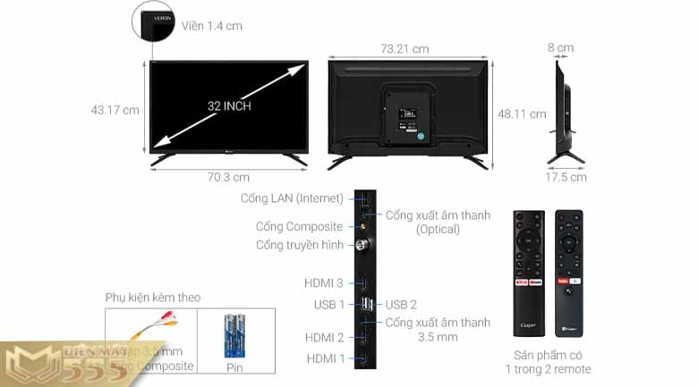 Android Tivi Casper 32 inch 32HG5000 - Chính hãng