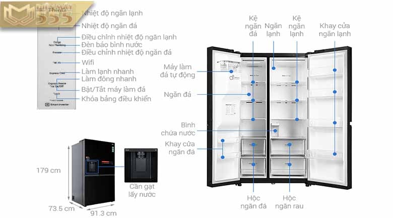 Tủ lạnh LG Inverter 635 lít GR-D257WB - Model 2022