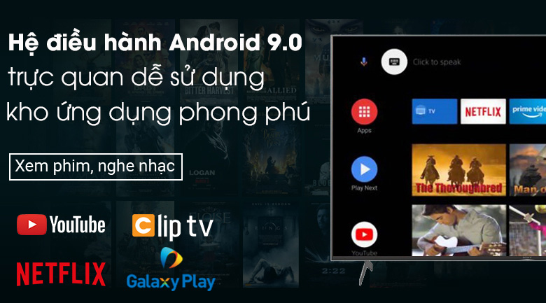 - Androi tivi Sony KD-65X9000H dễ dàng sử dụng với hệ điều hành Android 9.0