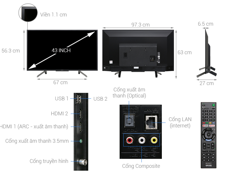 Smart Tivi Sony 43 inch KDL-43W660G - Chính hãng