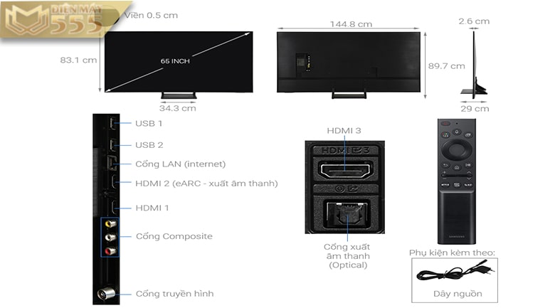 Smart Tivi QLED 4K 65 inch Samsung QA65Q65A - Model 2021