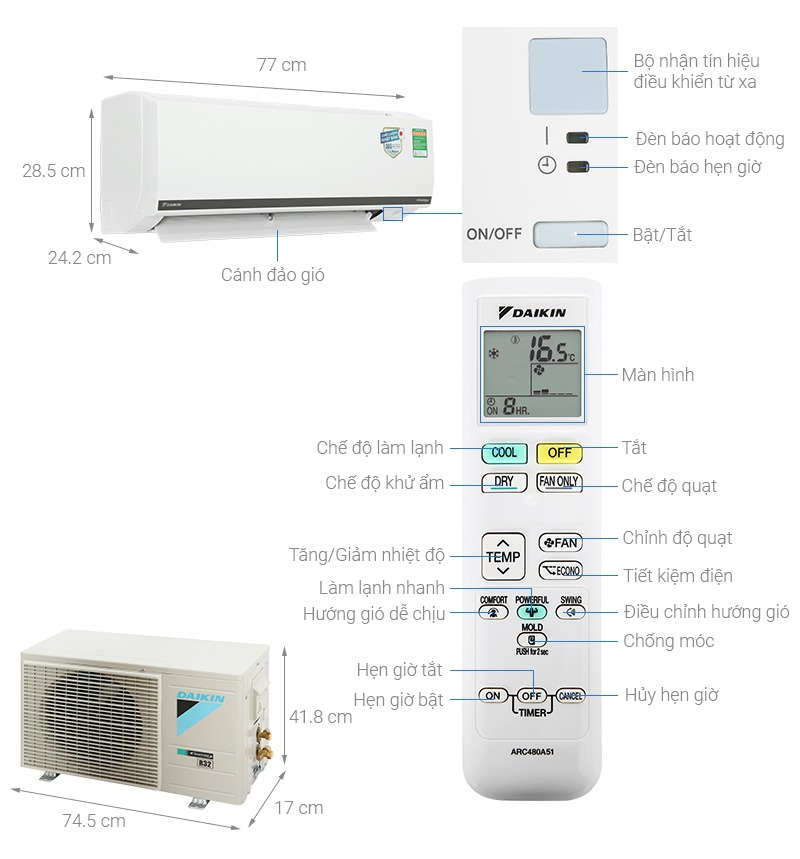 Điều Hòa Daikin Inverter 9000BTU (1 HP) FTKB25WAVMV/FTKB25WMVMV Mới 2022 