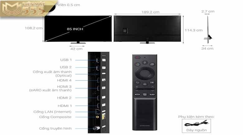 Smart Tivi Neo QLED 4K 85 inch Samsung QA85QN85A - Model 2021