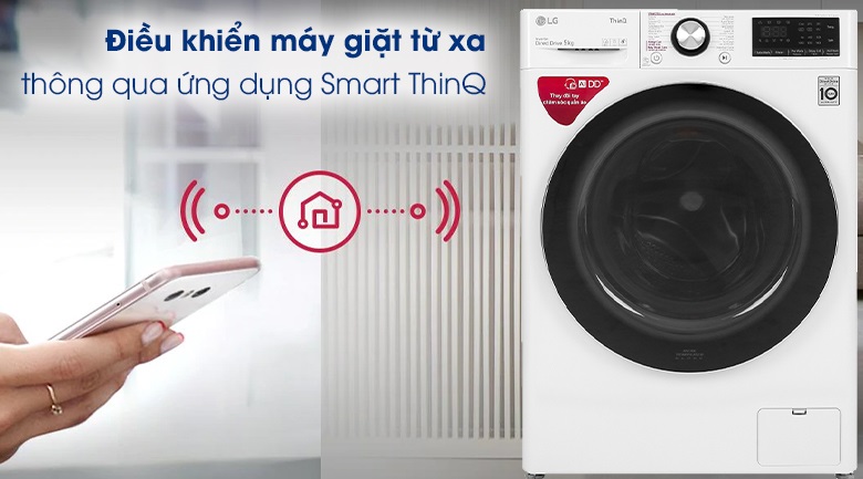 Máy giặt 9kg LG - Tiện lợi khi điều khiển được từ xa thông qua ứng dụng Smart ThinQ cài đặt được trên điện thoại