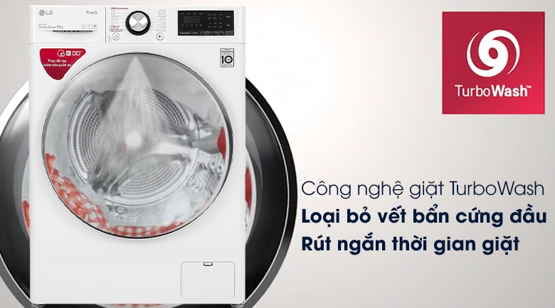 Máy giặt LG 9kg FV1409S2W - Giặt mạnh và sạch vượt trội hơn nhờ công nghệ giặt TurboWash