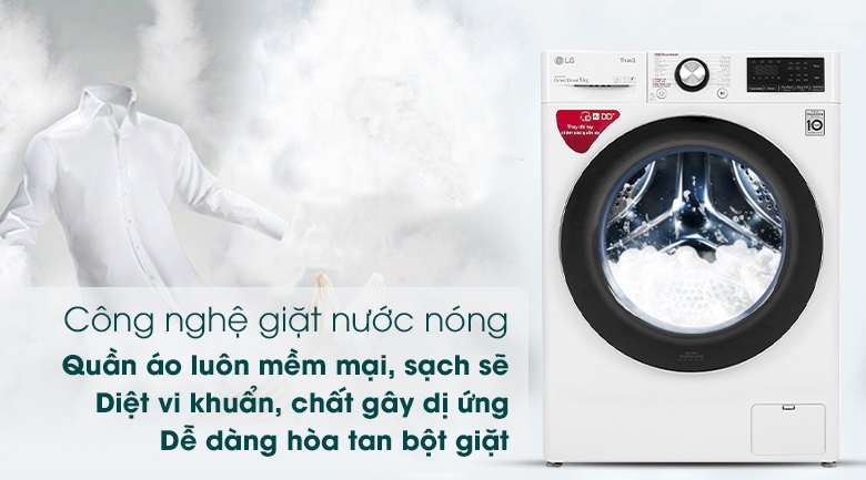Máy giặt LG - Loại bỏ vi khuẩn, bảo vệ sức khỏe bằng chế độ giặt nước nóng