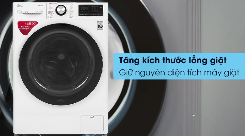 Máy giặt LG cửa ngang 9kg - Tăng kích thước lồng giặt, giữ nguyên diện tích máy giặt 