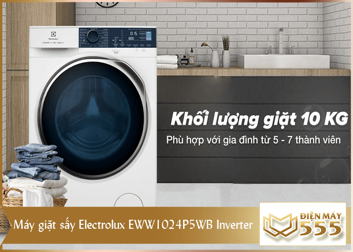 Máy giặt sấy Electrolux Inverter 10 kg EWW1024P5WB lồng ngang