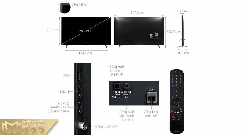 Smart Tivi LG 4K 75 inch 75QNED91TPA