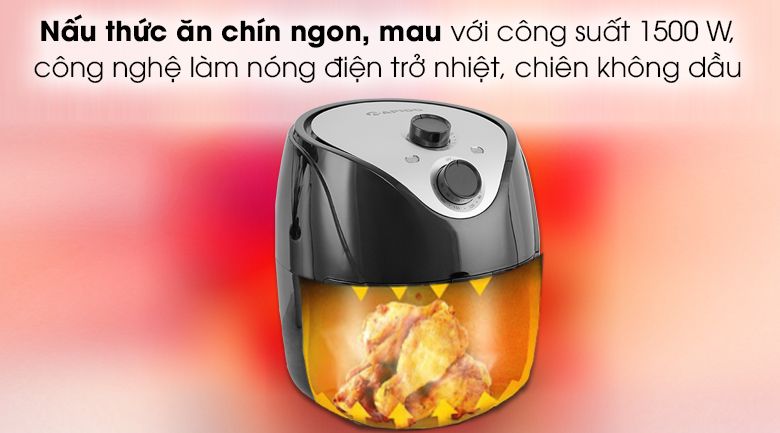 Nồi chiên không dầu Rapido RAF5.0M 5 lít - Thức ăn chế biến ngon, chín nhanh