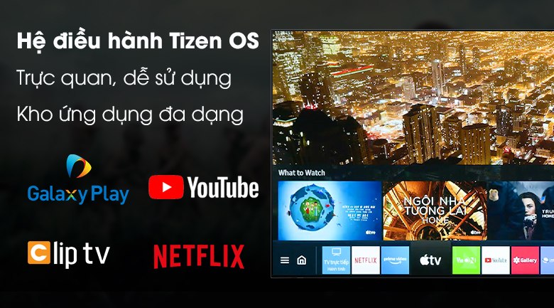 hệ điều hành Tizen OS Smart Tivi QLED Samsung 4K 55 inch QA55Q80T
