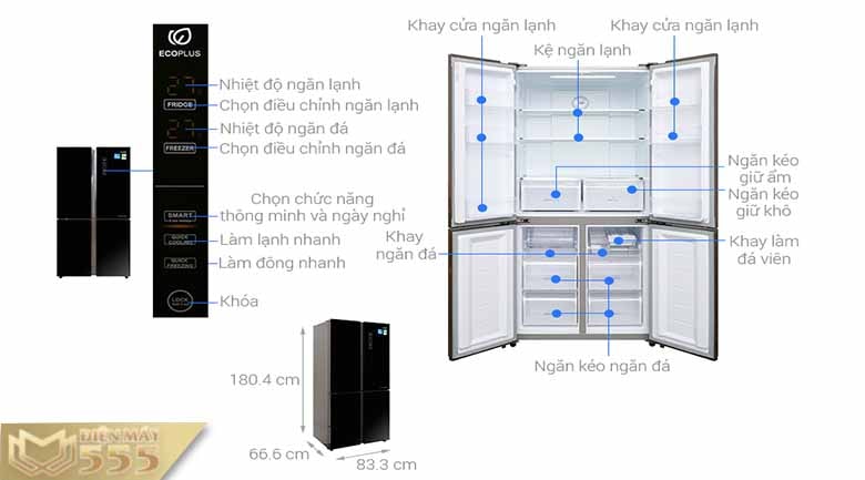 Tủ lạnh Aqua Inverter 456 lít AQR-IG525AM(GB) - Model 2017