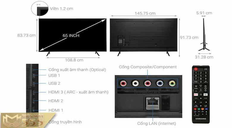 Smart Tivi Samsung 4K 65 inch UA65RU7100 - Chính hãng