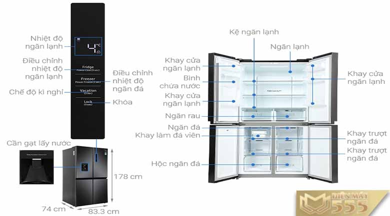 Tủ lạnh Samsung Inverter 488 lít RF48A4010B4/SV - Model 2021