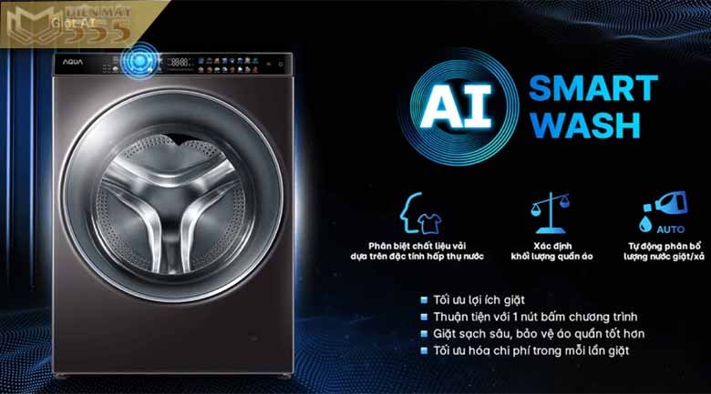 Máy giặt sấy Aqua Inverter 15Kg AQD-DH1500G PP - công nghệ AI