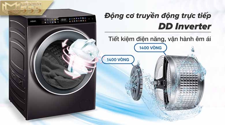 Máy giặt sấy Aqua Inverter 15Kg AQD-DH1500G PP - động cơ Inverter