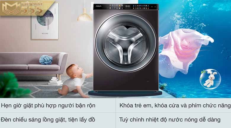 Máy giặt sấy Aqua Inverter 15Kg AQD-DH1500G PP - các tiện ích